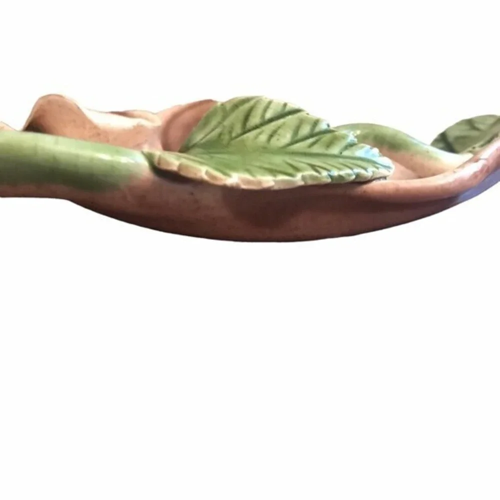 Vee Jackson‎ Beautiful Pink Magnolia Flower Plate With Green Leaves Vintage